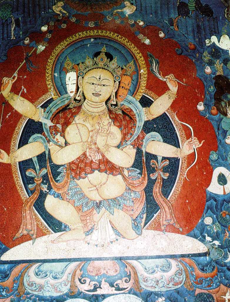 Tibet Guge 03 Tholing 13 White Temple 17 Parnasabari Parnasabari is an emanation of Tara that is golden in colour with three faces and six arms.  Her power helps overcome plagues and epidemics. Those who suffer from incurable conditions can still benefit from her blessings. Photo - Hein/Boelmann: Tibet � Der Wei�e Tempel von Tholing.